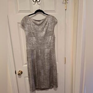 Metallic Silver Cowl Neck Dress